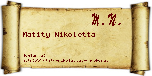 Matity Nikoletta névjegykártya